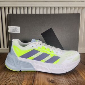 Adidas Questar 2 IF2242 Womens Size 8.5 White Neon Green Running Sneakers Shoes